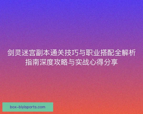 剑灵迷宫副本通关技巧与职业搭配全解析指南深度攻略与实战心得分享