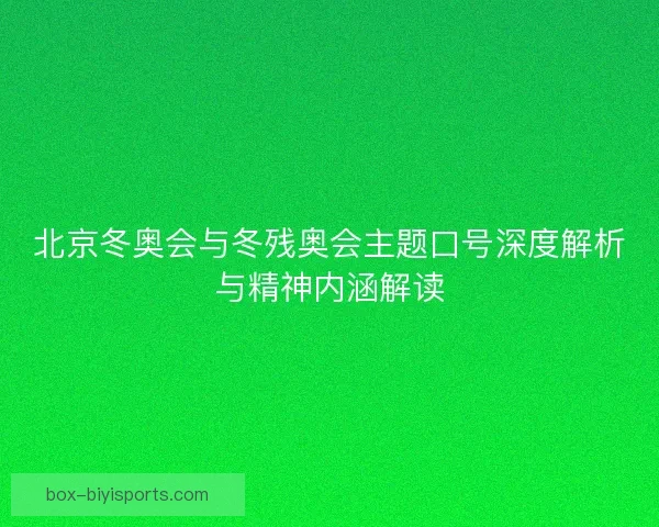 北京冬奥会与冬残奥会主题口号深度解析与精神内涵解读